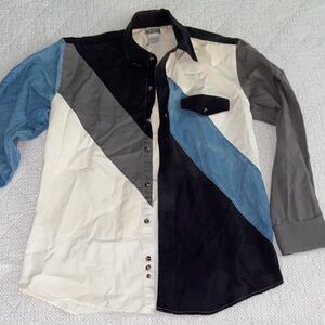 Men's Colorblock Casual Button-Down Shirt